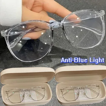 Velika prozirna okvira za računalne bodova za žene i muškarce, okrugle naočale sa zaštitom od plavog svjetla, blokiranje naočale, optički naočale, za naočale