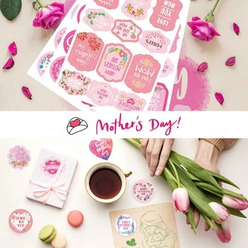192 kom Naljepnice na majčin Dan Naljepnica s ljubavlju u obliku srca za brtvljenje omotnice, nakit kartice, cvjetni dizajn, darove za mama, naljepnice za pakiranje, oznake