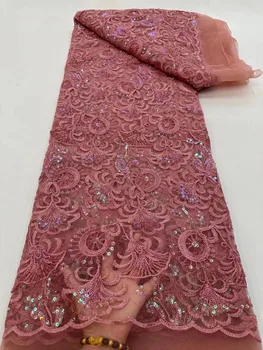 Novi dolazak, afrička cvjetne čipke tkanina 2023, visokokvalitetna cvjetne čipke tkanine, šljokice i vezom, donje večernja haljina