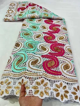 Nigerijski afričke držači tkiva 2022, kvalitetna čipka sa šljokicama, гипюровый kabel, cvjetne čipke tkanina za šivanje svadbene zurke, 5 metara
