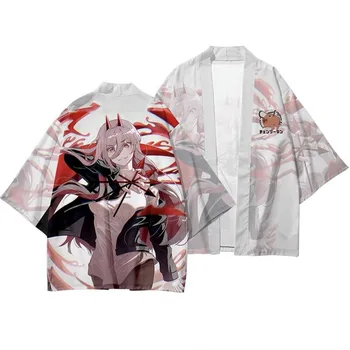 Čovjek-motorna pila anime igra, kimono, kardigan, majice s po cijeloj površini za косплея, muški ženski kardigan, Хаори, юката, vanjska odjeća, majice, majice оверсайз