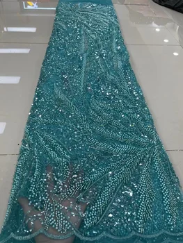 Luksuzna afrička nadvoji cvjetne čipke tkanina 2023, nigerijski perle, vez šljokice, francuska тюлевое čipka za šivanje vjenčanica QF0367