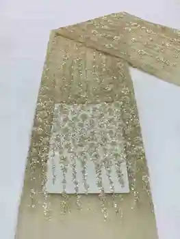 Novi dizajn tkanine, čipke s perlicama, luksuzni perle, cvjetne čipke vez, francuski nigerijski tila, šljokice, cvjetne čipke tkanina za vjenčanica