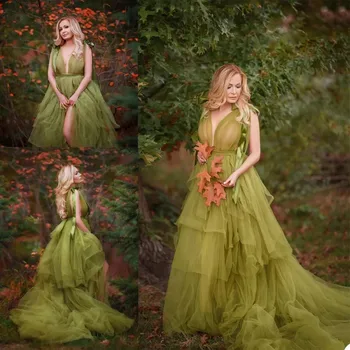 Ljeto zeleno noći haljina, iluzija nevjesta, pidžama, ogrtači, tila, сшитое na red, haljina bez rukava, ženska seksi haljine sa V-izrez i rez