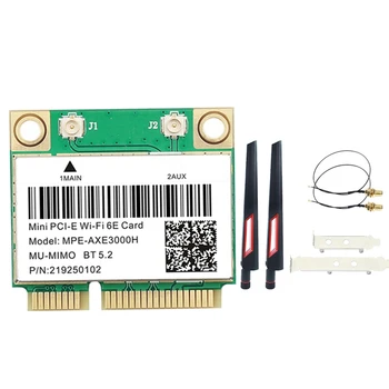 Hot PRODAJA-MPE-AXE3000H Adapter Wi-Fi kartica + Antena za Wifi 6E 2400 Mbit/s Mini PCI-E Za BT 5,2 802.11 AX 2,4 G/5G/6 Ghz Mrežna kartica Wlan