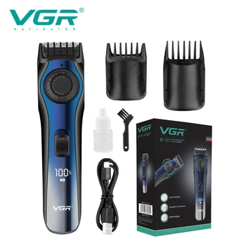 Trimer za kosu VGR, punjiva stroj za šišanje kose, električni pisaći stroj za šišanje kose, prijenosni frizerski trimer s digitalnim zaslonom za muškarce V-080