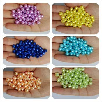 Mnogo opcija, 3/4/5/6/8/10 mm, okrugli simulacija u boji biserne perle sa direktnim rupama, perle 