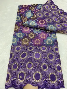 Afrička šaren cvjetne čipke tkanina od 100% pamuka sa štrasom 2023 Kvalitetan švicarski вуалевая cvjetne čipke tkanina za šivanje večernjih haljina