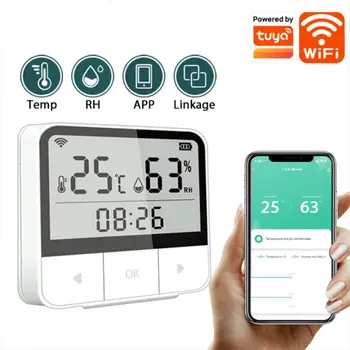 Tuya WIFI Senzor za temperaturu i vlagu s LCD zaslona, pametan hygrometer-termometar za prostor, podrška Alexa Google Assistant