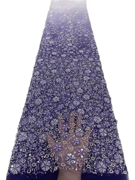 Luksuzni 3D perle, тюлевое čipka, vez šljokice, afrička cvjetne čipke tkanina 2023, Kvalitetan novi нигерийское сетчатое čipka za vjenčanja, YY167