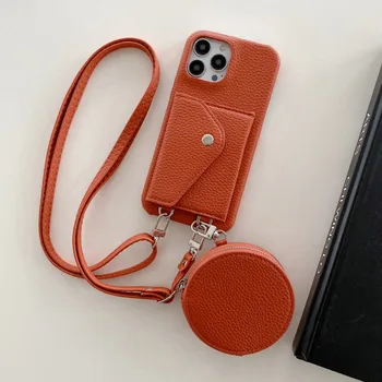 Luksuzni marke torbica-novčanik za slušalice, torbica za telefon za iPhone 14 Pro Max 13 12 11 8 plus XS XR, izmjenjivi kožna torbica za remen