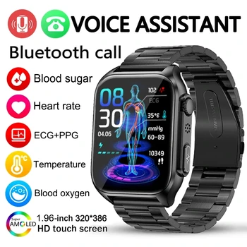 2023 Novi Neinvazivna Razinu Glukoze u krvi Bluetooth poziv Pametni sat Gospodo EKG + POENA Kisika Monitor Krvnog tlaka Za Android i IOS