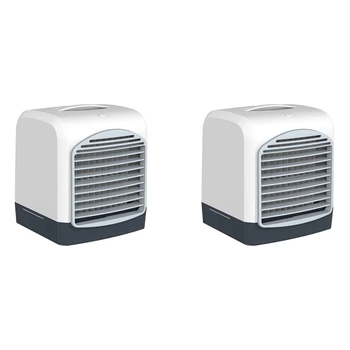 2X Prijenosni mini stolni klima-uređaj USB mali ventilator hlađenja zraka, hladnjak zraka za aromaterapiju sa spremnikom za vodu s ledom