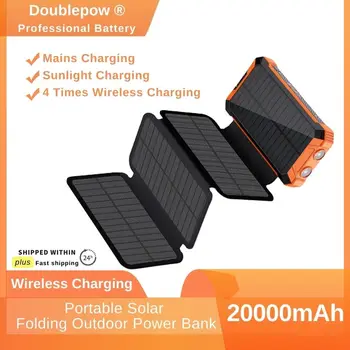 Banka solarne energije 12 20000 mah Sklopivi solarni panel banka za napajanje USB prijenosni stalak za punjenje baterija bežični za kampiranje vanjski banka