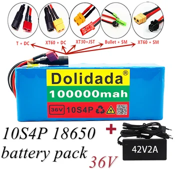 Litij baterija 10S4P 36V 100Ah veliki kapacitet pogodan za bicikala i električnih vozila s BMS i punjačem, podesiv utičnica