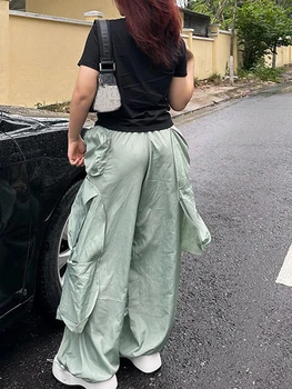 Ženske камуфляжные hlače-teretni s visokim strukom zone na завязках i mnoštvom džepova za ulične mode