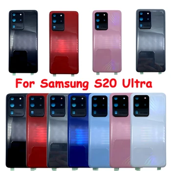 Za Samsung Galaxy S20 Ultra G988 Stražnji Poklopac Baterije 3D Staklena Ploča S20 Ultra Telo Stražnja Vrata Torbica Za Fotoaparat Stakleni Objektiv + Naljepnica