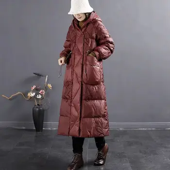 Jesenski ženska laka dolje jaknu, ženska moda, duga ультратонкое jednostavno tanki kaput, dolje jakne, odjeća s kapuljačom G740