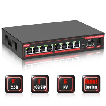 IENRON 8 Portova 2,5 Gigabit Switch 2,5 G VLAN + 1 Port 10G SFP Ethernet Mrežni Prekidač Unmanaged LAN Hub za Bežične pristupne točke/Wifi 6/VDI