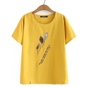 Basic t-shirt velike veličine, ženska ljetna хлопковая majica 2023 godine, majice s okruglog izreza i rez, majice kratkih rukava, odjeća оверсайз-силуэта