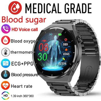 Zdrave razine šećera u krvi pametni sat Gospodo Bluetooth poziv 360 * 360 HD ekran Sportske monitor Temperatura tijela pametni sat za Android