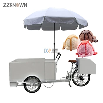 Električna ulica kolica za sladoled, bicikl sa pedalom zamrzivača, kolica za prodaju, 3-bicikl s kotačima obrnutim napredak