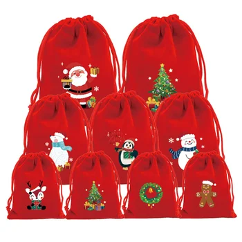 ISKYBOB čestit Božić Baršun torbe za tenis rukomet, crveni baršun, poklon torba za čokolade, Božićno pakiranje robe za nakit, torbe 16x10 cm, 1pc