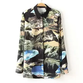 proljeće-jesen bluza Ženska košulja u rinfuzi пейзажным po cijeloj površini, bluza sa dugim rukavima, košulja