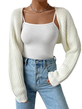 Ženski džemper gust češalj, kardigan dugih rukava, укороченное Bolero velike veličine s otvorenim prednji dio, vrh ramena
