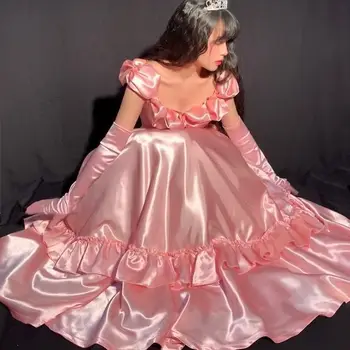 Elegantan винтажное victorian haljina princeze, donje duga haljina s slatka nabora i nevjerojatan remen, ženski кавайные vjenčanje večernje haljine