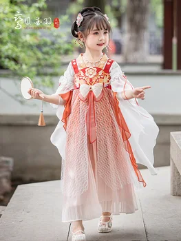 Kineski dječje crveni vez Hanfu Kostime za косплея, kostim princeze Tan, dječja tradicionalna haljina za narodnih plesova